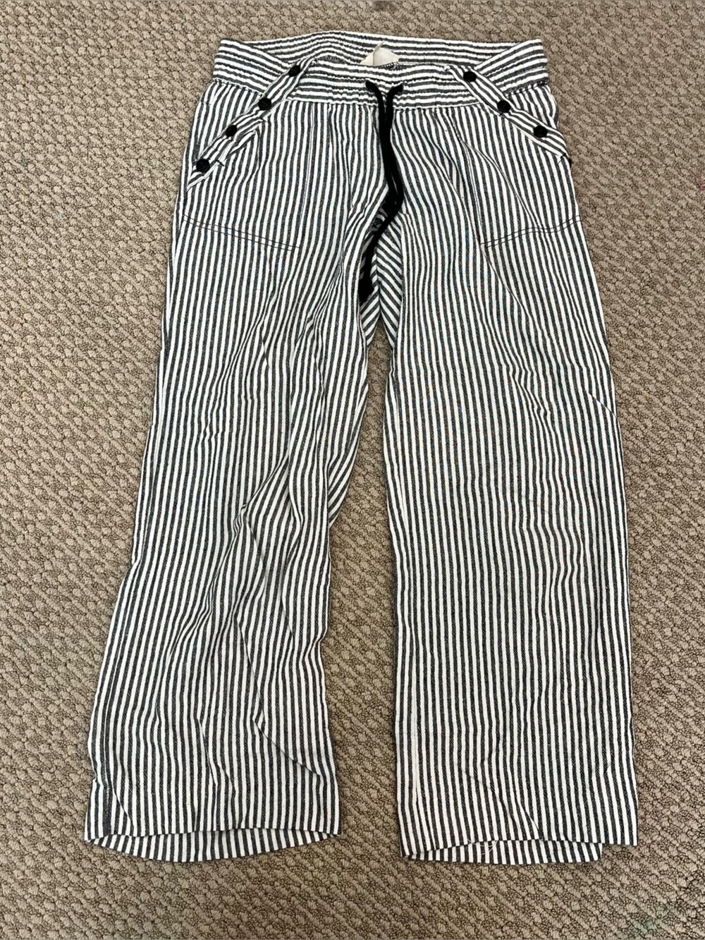 Rewind Black & White Vertical Stripe Wide-Leg Pants